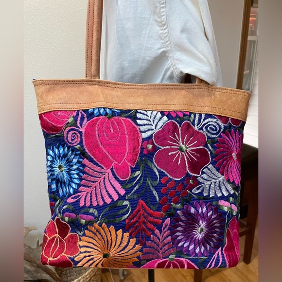 Colorful Embroidered Tote Bag - Picture 2 of 5